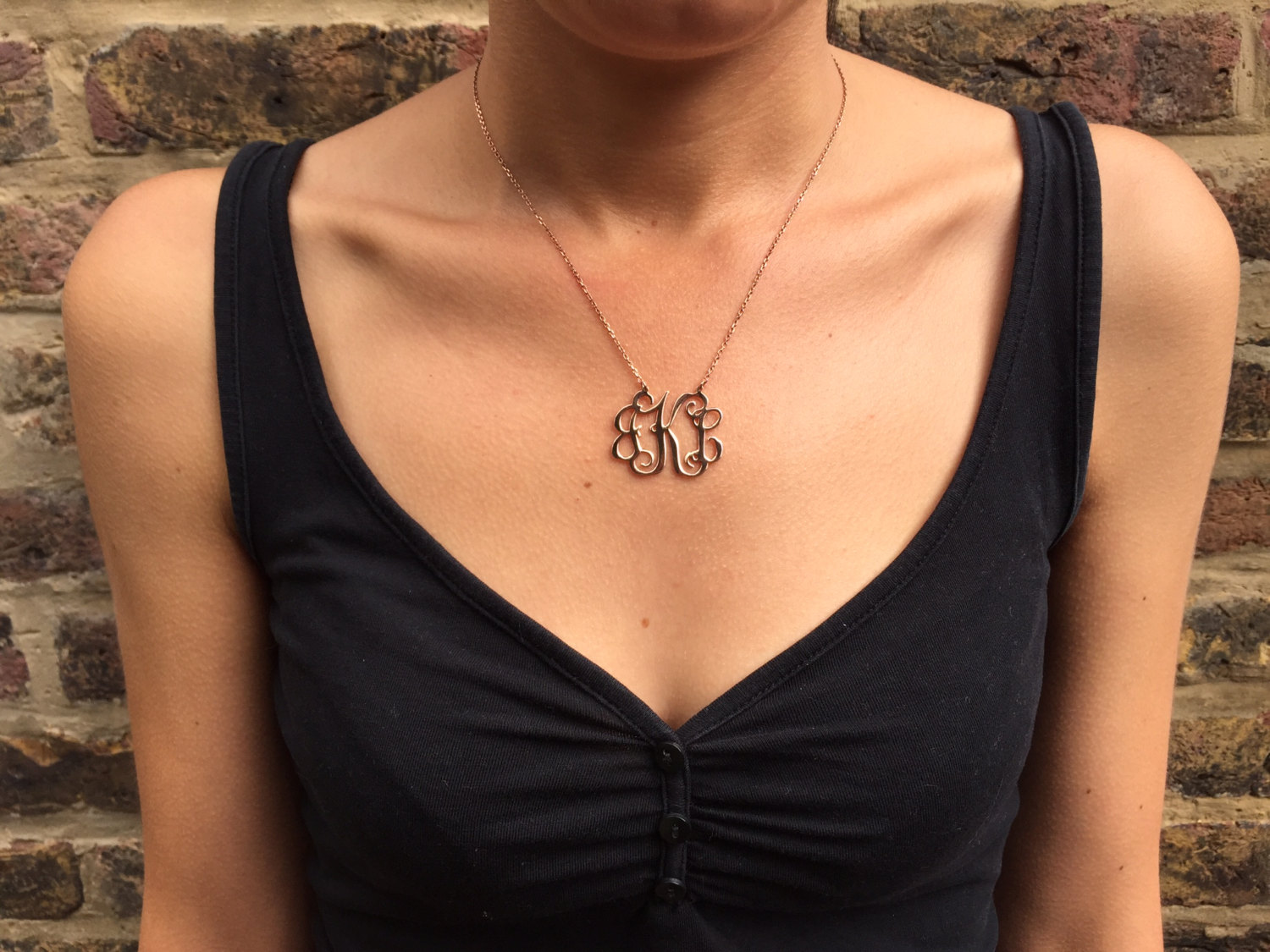 Handmade Personalised Monogram Necklace-18K Rose Gold Plated - 925 Sterling Silver-Name Necklace-Initial Necklace-2''
