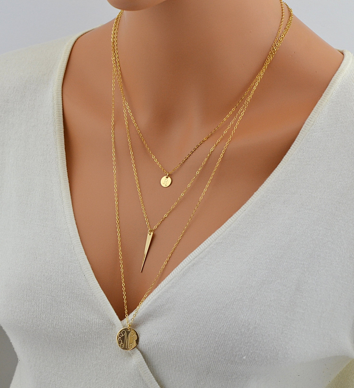 Large Disc Necklace, monogram Necklace, Gold Necklace, Circle Initial Necklace, Rose Gold, 18k Gold Fill, Sterling Silver Name Disc Necklace