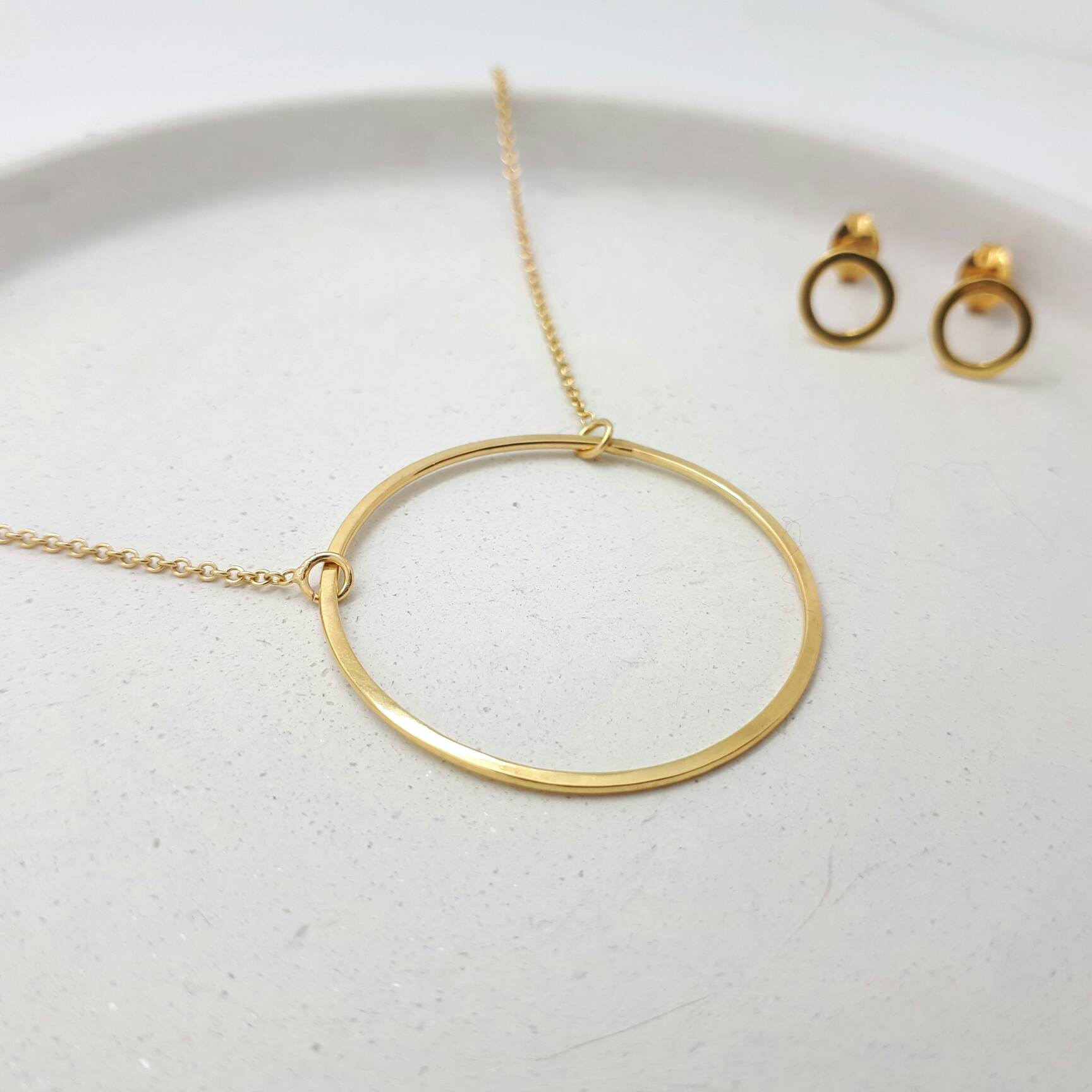 Large Gold Circle Necklace, Dainty Gold Karma Necklace, Dainty Gold Layering Necklace, gift-for-her