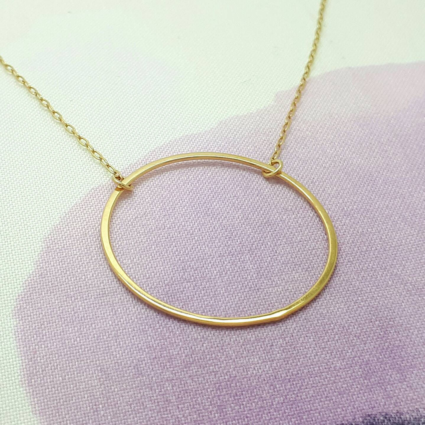 Large Gold Circle Necklace, Dainty Gold Karma Necklace, Dainty Gold Layering Necklace, gift-for-her