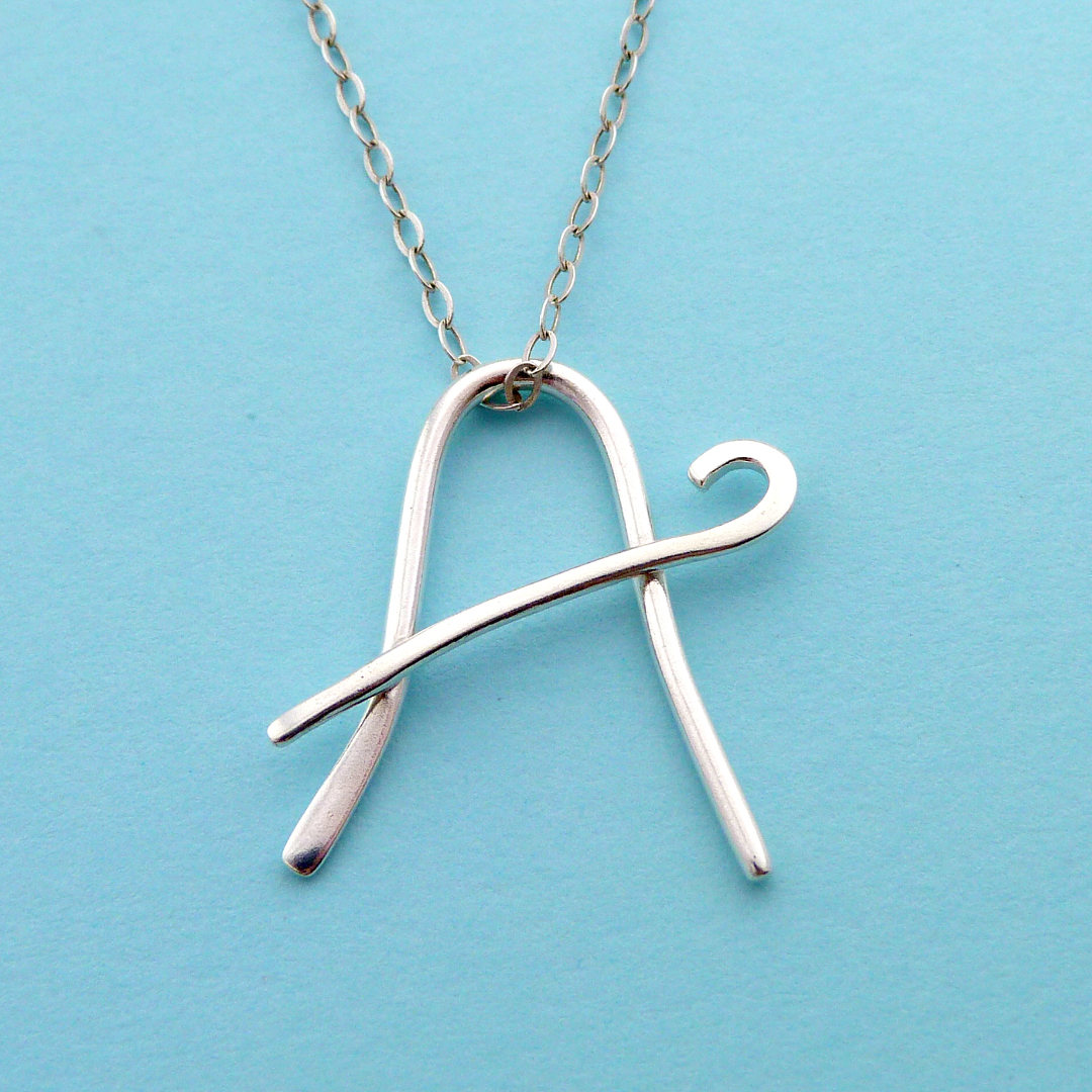 Letter A Necklace, Silver Initial Pendant, Monogram Necklace, A Initial Sterling Silver, Uppercase Initial Necklace, Name Pendant