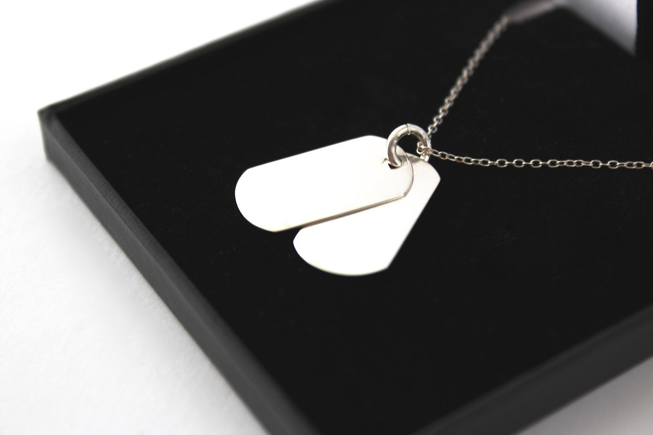 Mens 925 Sterling Silver Double Dog Tag with Personalised Engraving