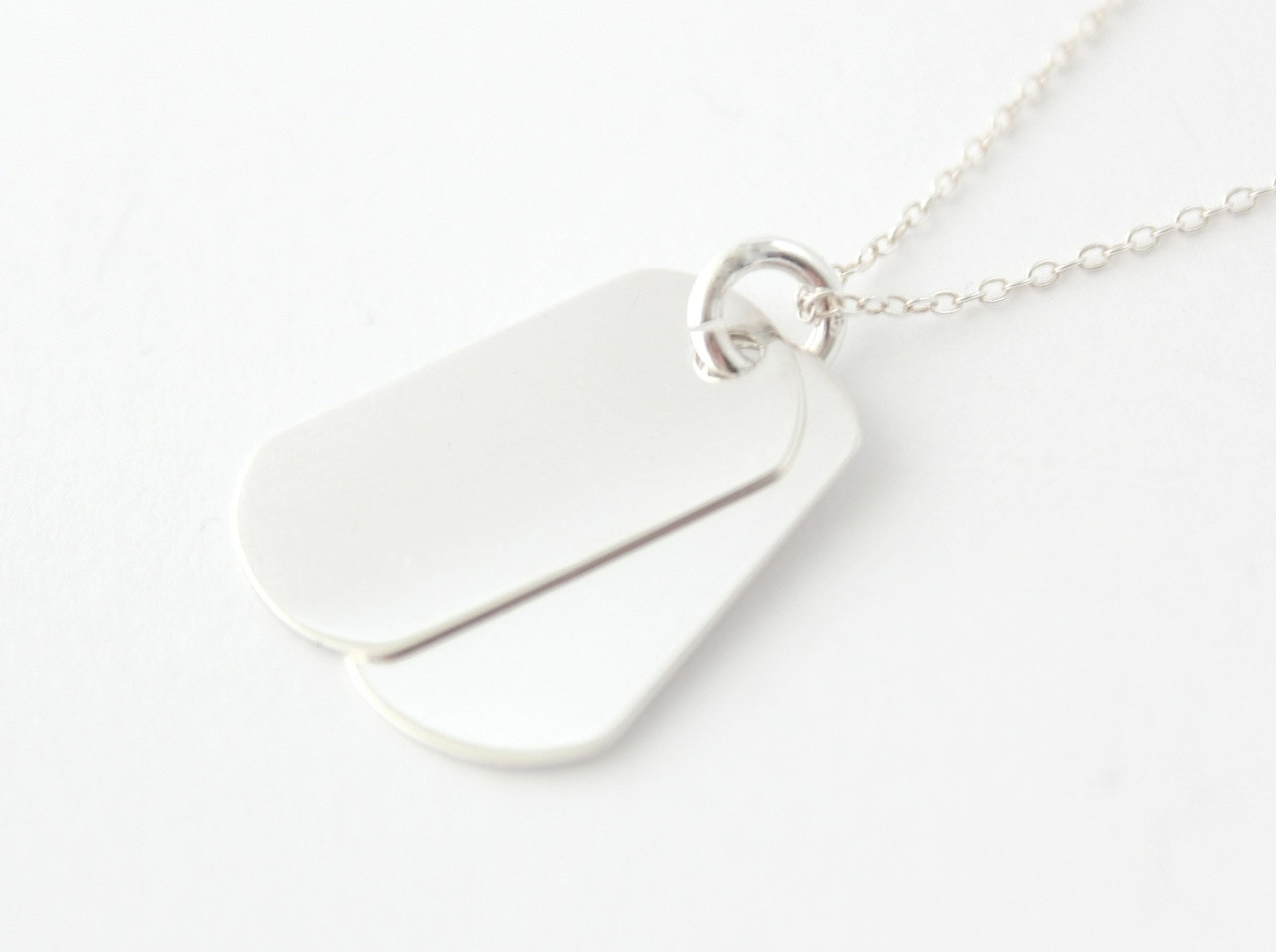 Mens 925 Sterling Silver Double Dog Tag with Personalised Engraving