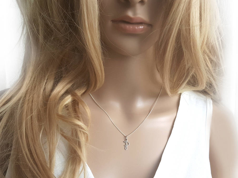Modern Necklace F, Alphabet Letter Pendant, 925 Sterling Silver, Initial F Charm, F Letter Chain Necklace, Personalized Jewelry