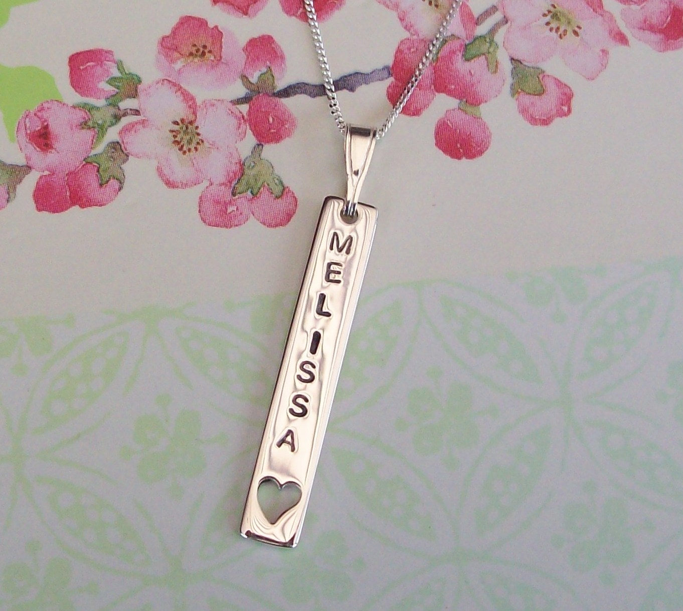 Name Necklace , Birthday Necklace , Personalized Necklace, Inspirational word Necklace, Sterling Silver Bar Necklace, Hand Stamped Jewellery