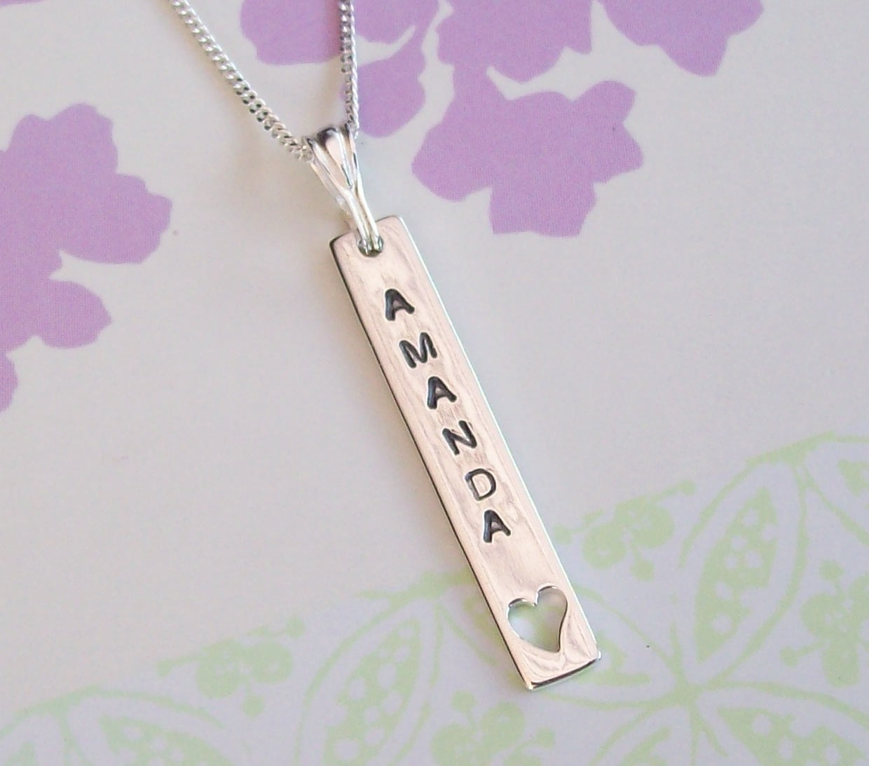 Name Necklace , Birthday Necklace , Personalized Necklace, Inspirational word Necklace, Sterling Silver Bar Necklace, Hand Stamped Jewellery