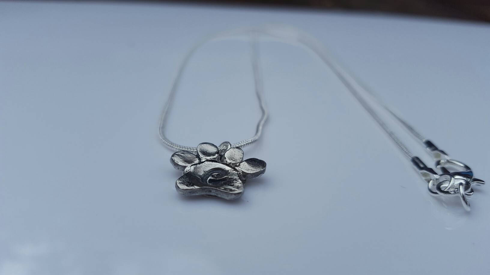 Pawprint, initials, name sterling necklace