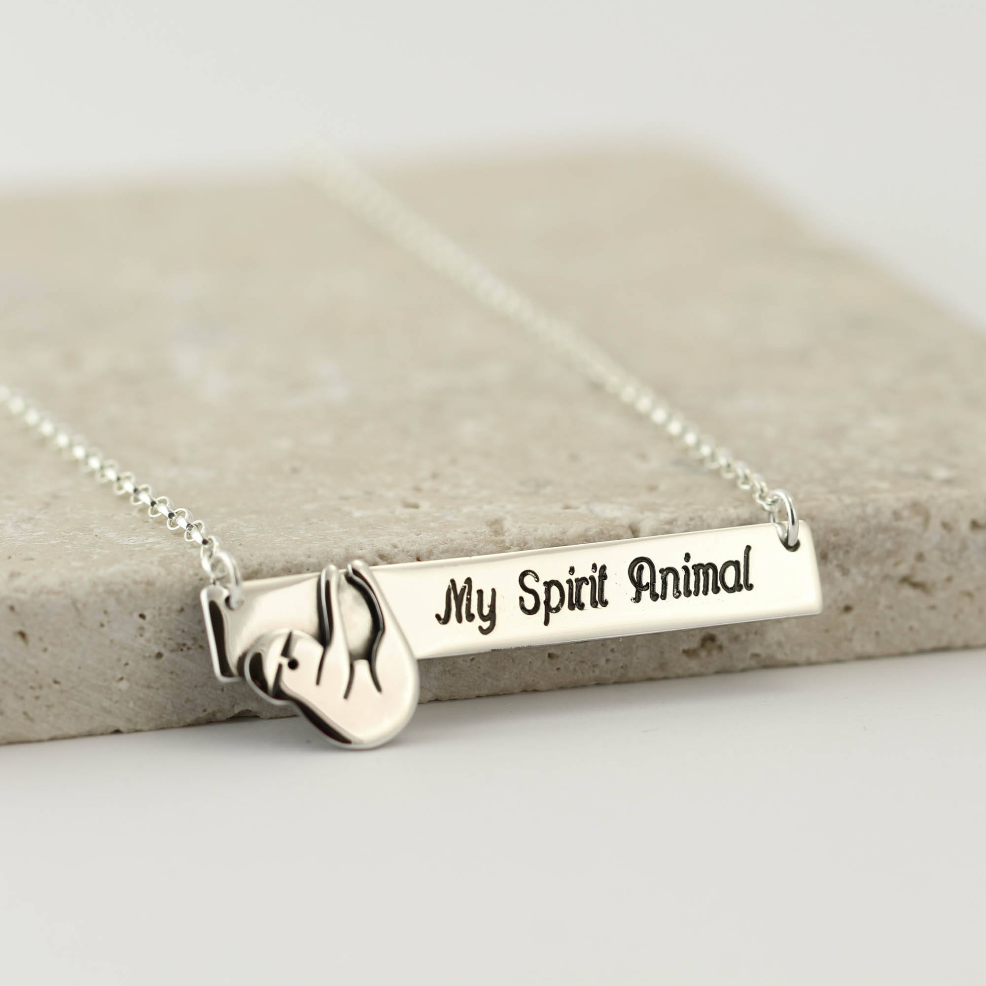 Personalised Sterling Silver Sloth Necklace - Bar Necklace