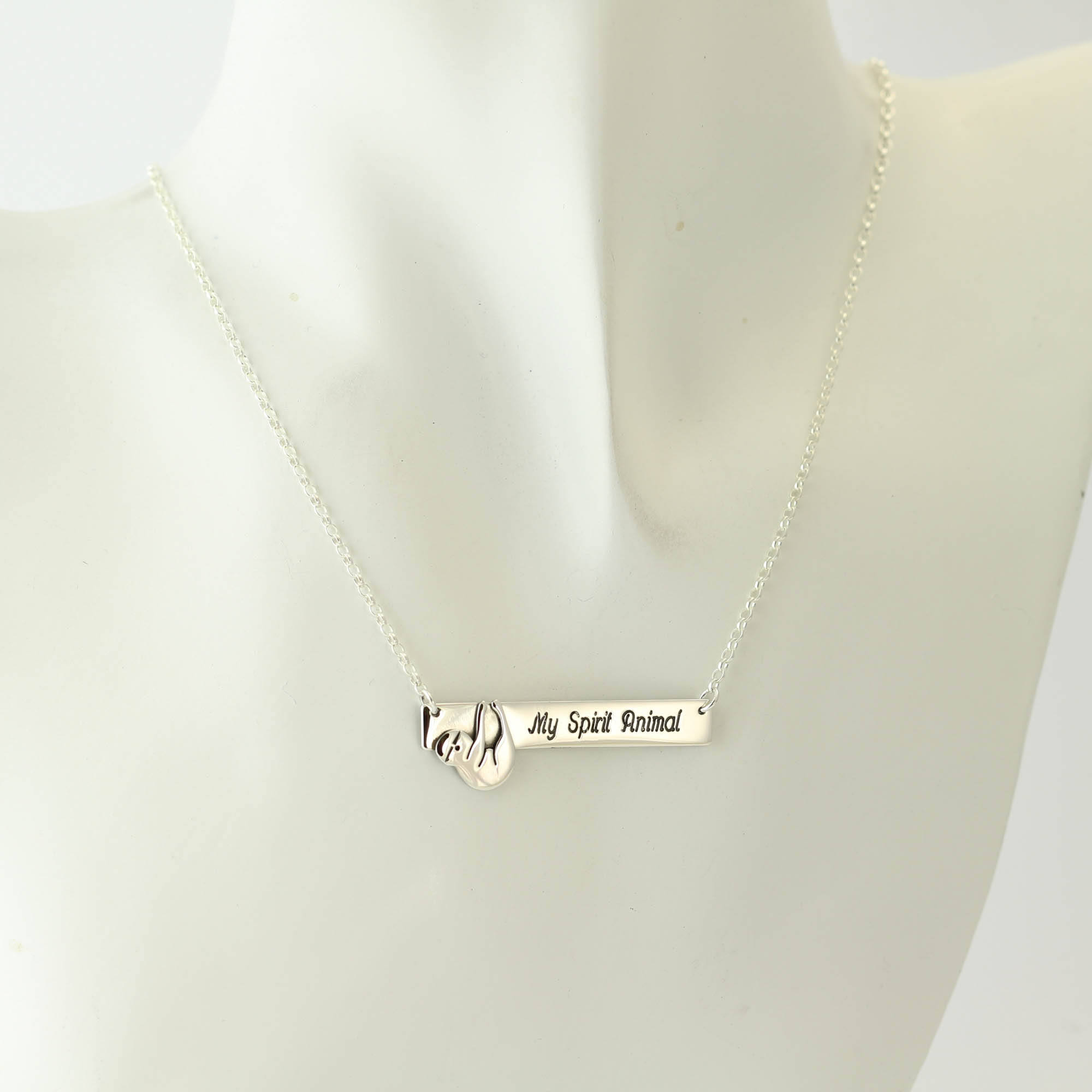 Personalised Sterling Silver Sloth Necklace - Bar Necklace