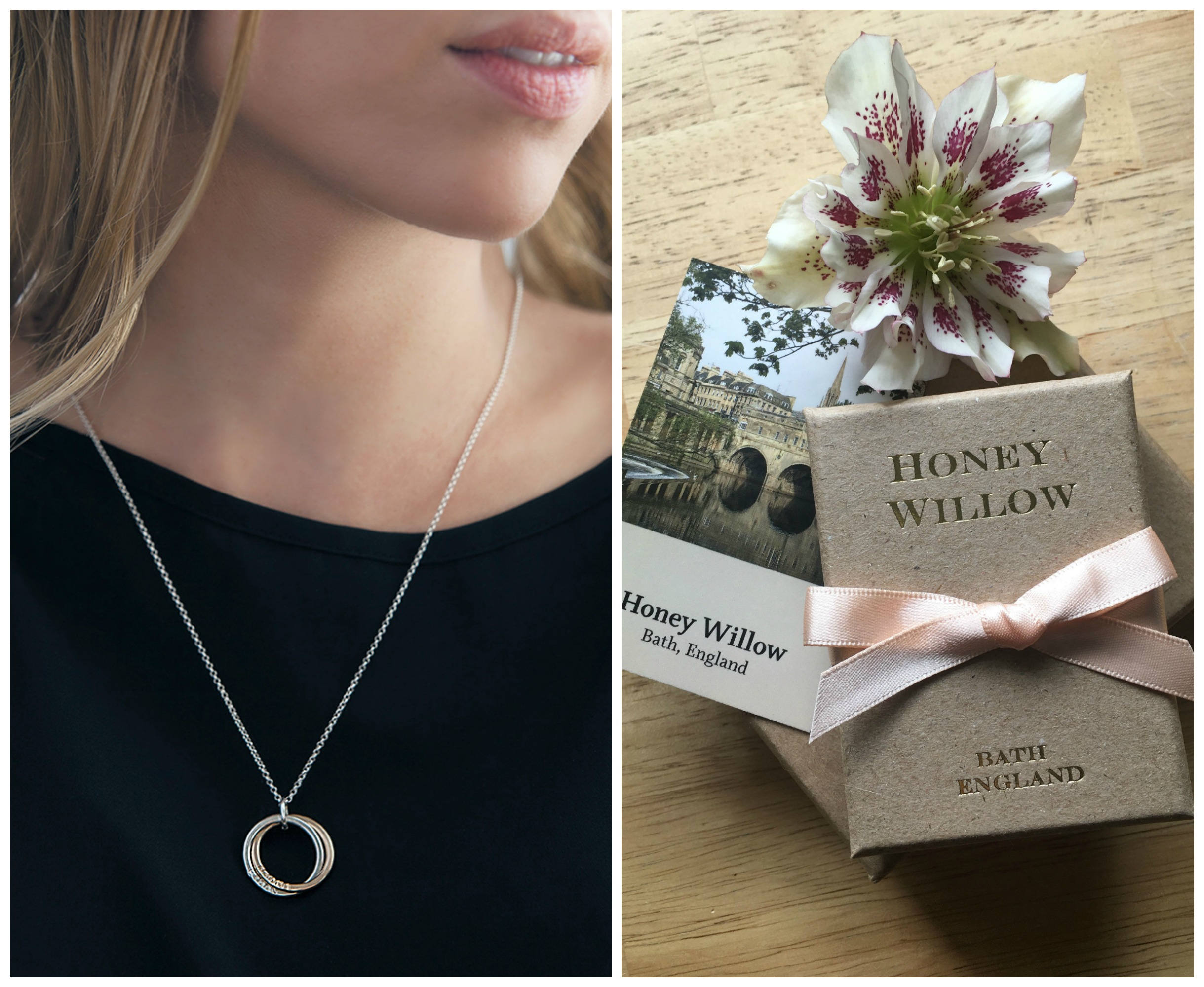Personalized necklace with kids names, Christmas gift for wife, mom necklace rose gold, family necklace - Lilia