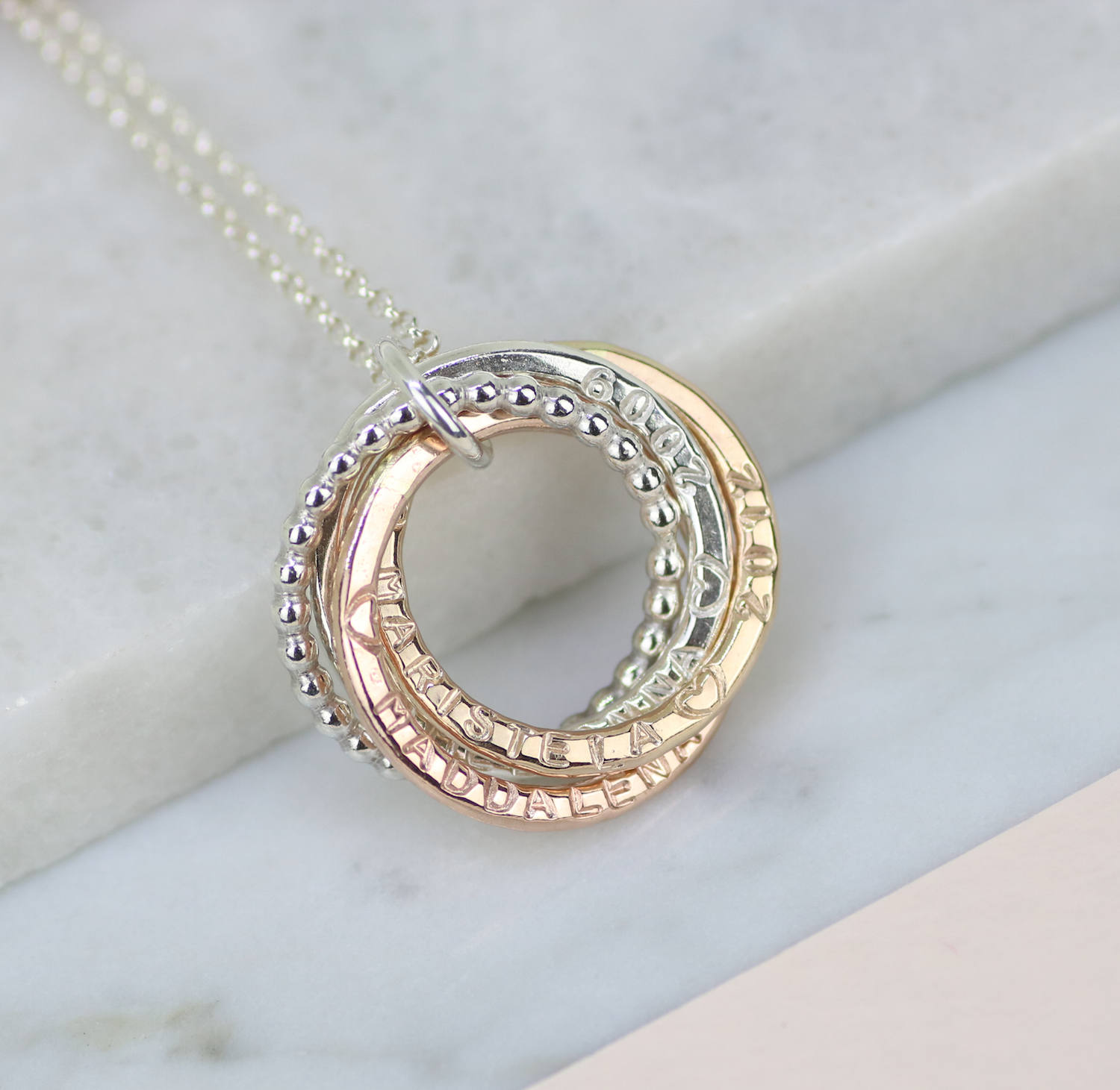 Personalized necklace with kids names, Christmas gift for wife, mom necklace rose gold, family necklace - Lilia