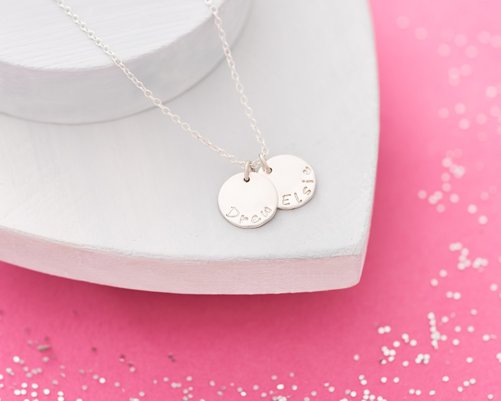 Single Disc Name Necklace - Sterling Silver - Personalised Name Necklace - Identity Necklace - Hand Stamped Name Necklace