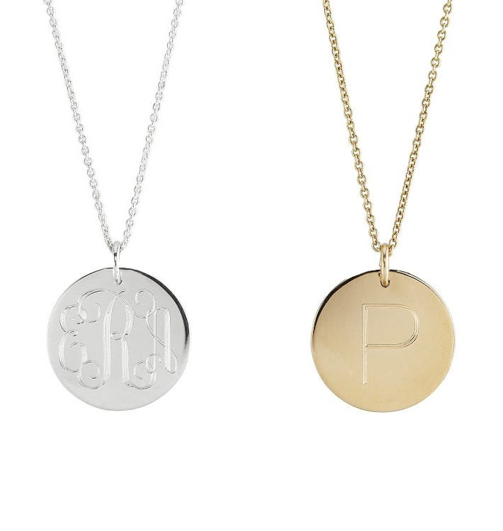 Modern MONOGRAM 3/4&quot; pendant necklace in sterling silver, 14k Yellow or Rose Gold fill - custom engraved gifts for her - Initial charm