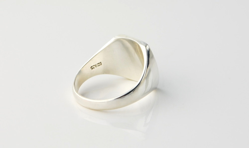 Personalized engraved Solid Sterling Silver monogram cushion-cut signet ring  -  unisex - US sizes 9, 10 & 11 Monogrammed initials or logos