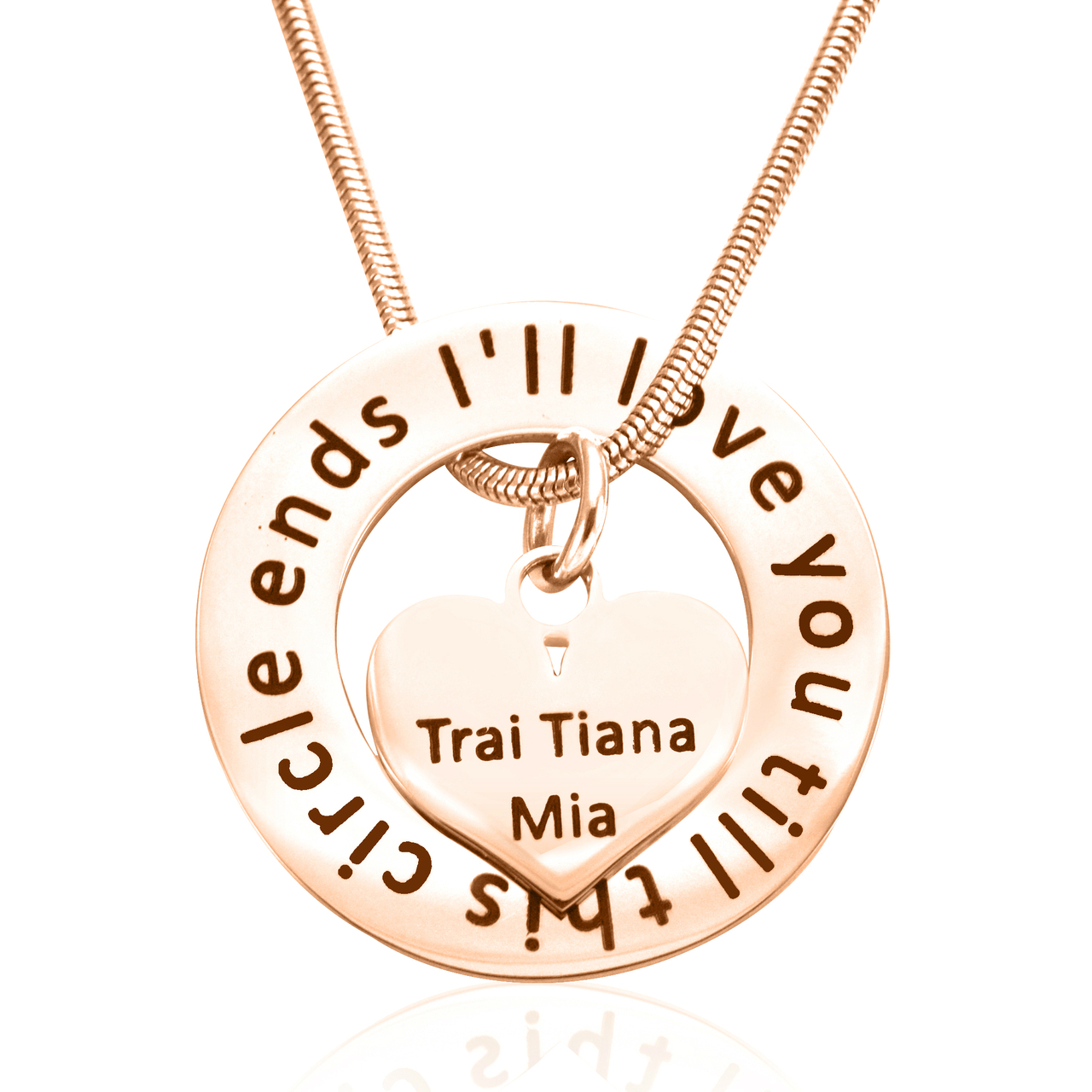 Personalised Circle My Heart Necklace - 18ct Rose Gold Plated - All Birthstone&trade;