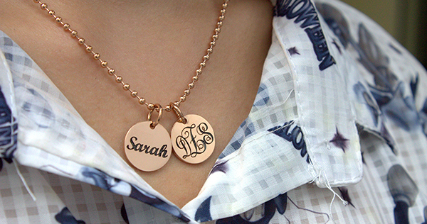 Personalised Monogram Initial Disc Necklace - All Birthstone&trade;