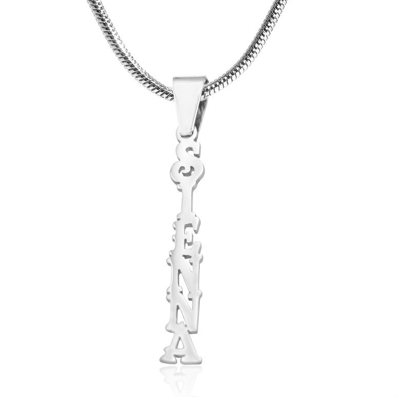 Personalised Name Necklace Vertical - Sterling Silver - All Birthstone&trade;