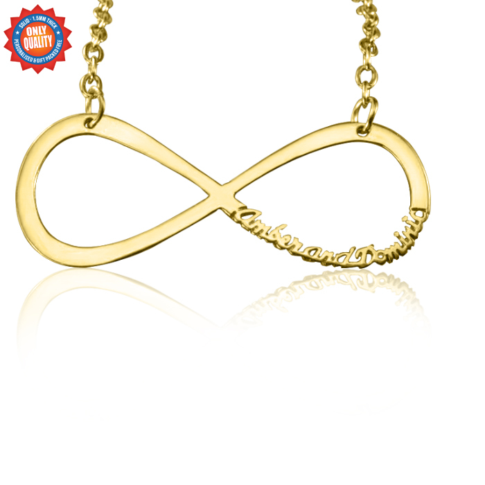 Personalised Classic Infinity Name Necklace - 18ct Gold Plated - All Birthstone&trade;