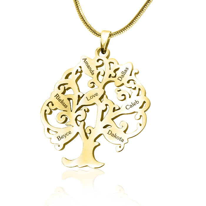 Personalised Tree of My Life Necklace 7 - 18ct Gold Plated - All Birthstone&trade;