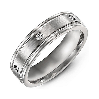 Brushed Milgrain Men's Ring with Gemstone Accents  - All Birthstone&trade;