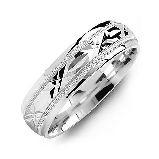 Classic Men's Ring with Diamond Cut Pattern - All Birthstone&trade;