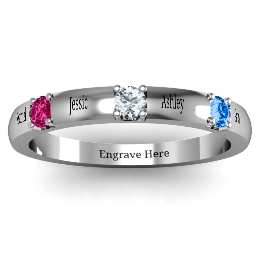 Elegant Three Gemstone Ring  - All Birthstone&trade;