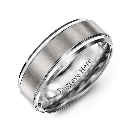 Men's Tungsten Brushed Centre Ring - All Birthstone&trade;