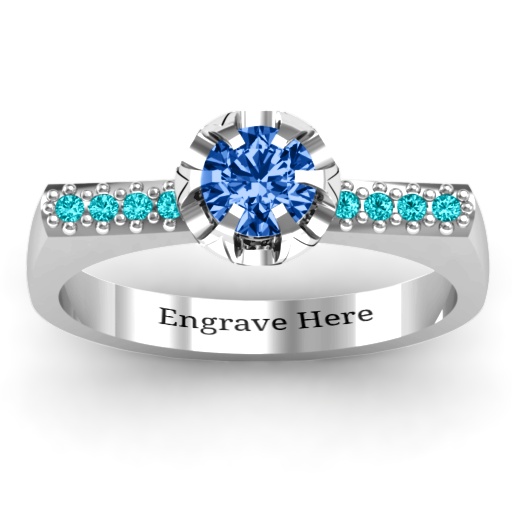 Square Shoulder with Illusion Setting Ring - All Birthstone&trade;