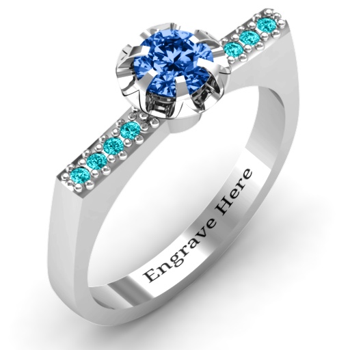 Square Shoulder with Illusion Setting Ring - All Birthstone&trade;