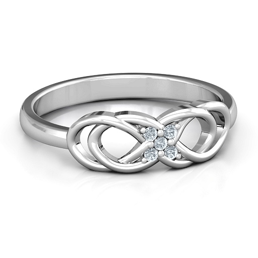 Sterling Silver Infinity Knot Ring with Accents - All Birthstone&trade;