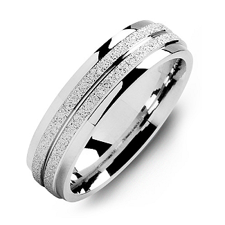 Sterling Silver Laser-Finish Men's Ring with Polished Edges - All Birthstone&trade;