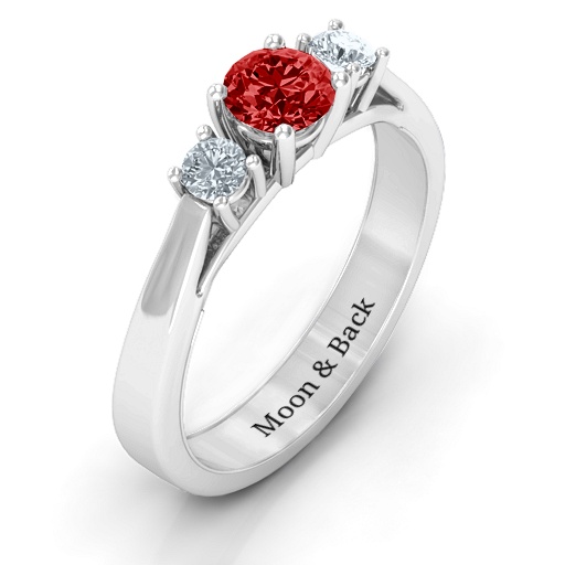 Sterling Silver Three Stone Eternity Ring  - All Birthstone&trade;