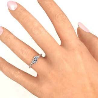 Sterling Silver Three Stone Wave Ring  - All Birthstone&trade;