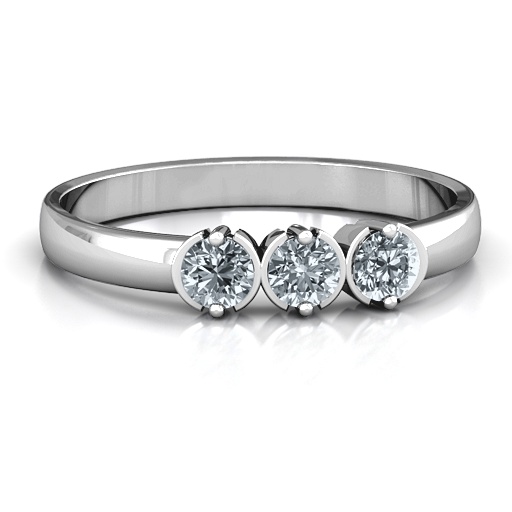 Sterling Silver Trinity Ring with Cubic Zirconias Stones  - All Birthstone&trade;