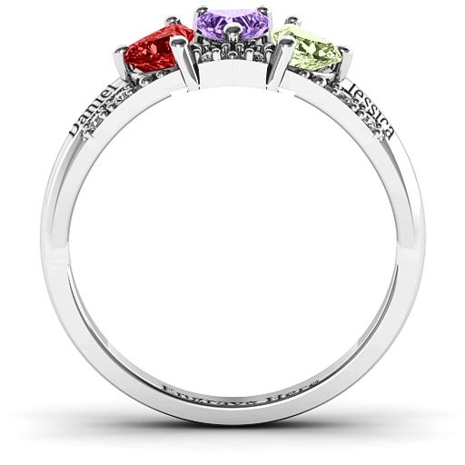 Tripartite Heart Gemstone Ring with Accents  - All Birthstone&trade;