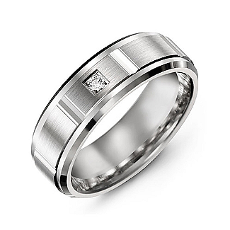 Vertical Diamond-Cut Men's Gemstone Ring with Beveled Edges  - All Birthstone&trade;