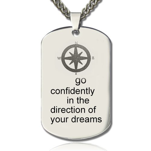 Compass Man's Dog Tag Name Necklace - All Birthstone&trade;