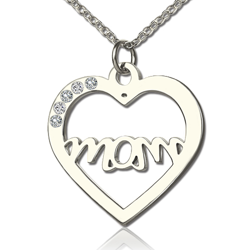 Mothers Birthstone Heart Necklace Sterling Silver  - All Birthstone&trade;