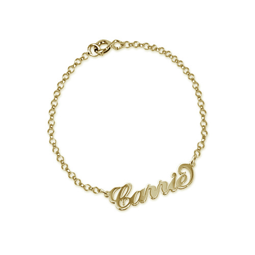 18ct Gold-Plated Silver &quot;Carrie&quot; Name Bracelet/Anklet - All Birthstone&trade;