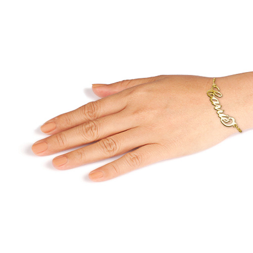 18ct Gold-Plated Silver &quot;Carrie&quot; Name Bracelet/Anklet - All Birthstone&trade;