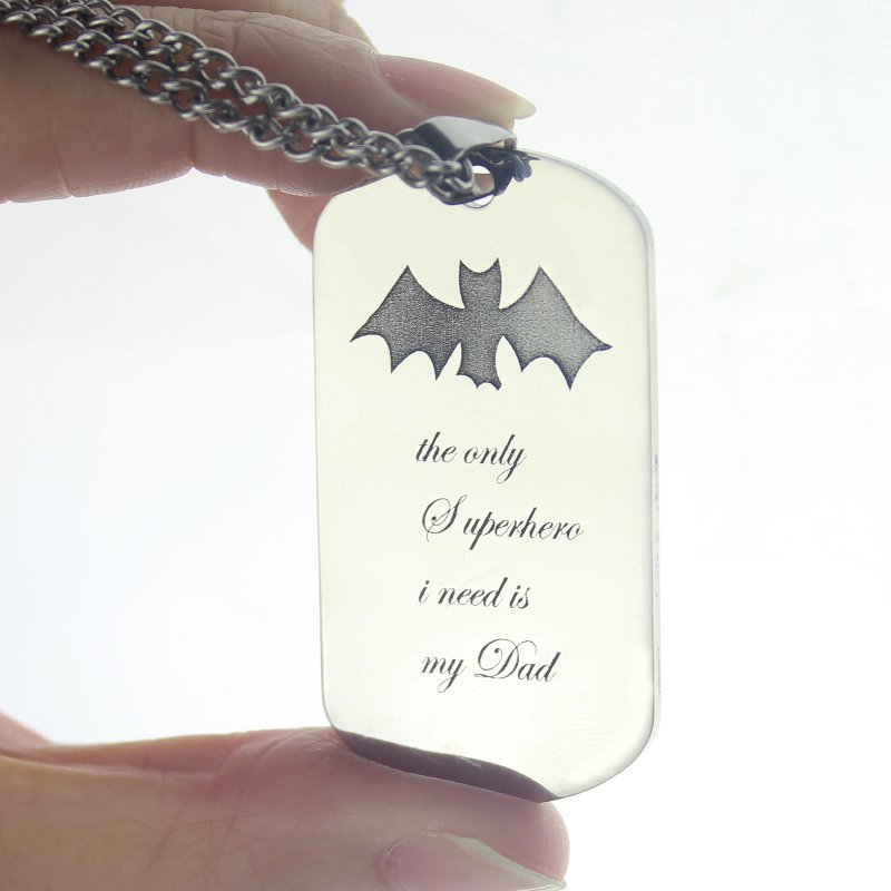 Man's Dog Tag Bat Name Necklace - All Birthstone&trade;
