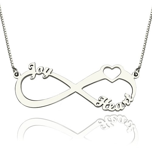 Heart Infinity Necklace 3 Names Sterling Silver - All Birthstone&trade;