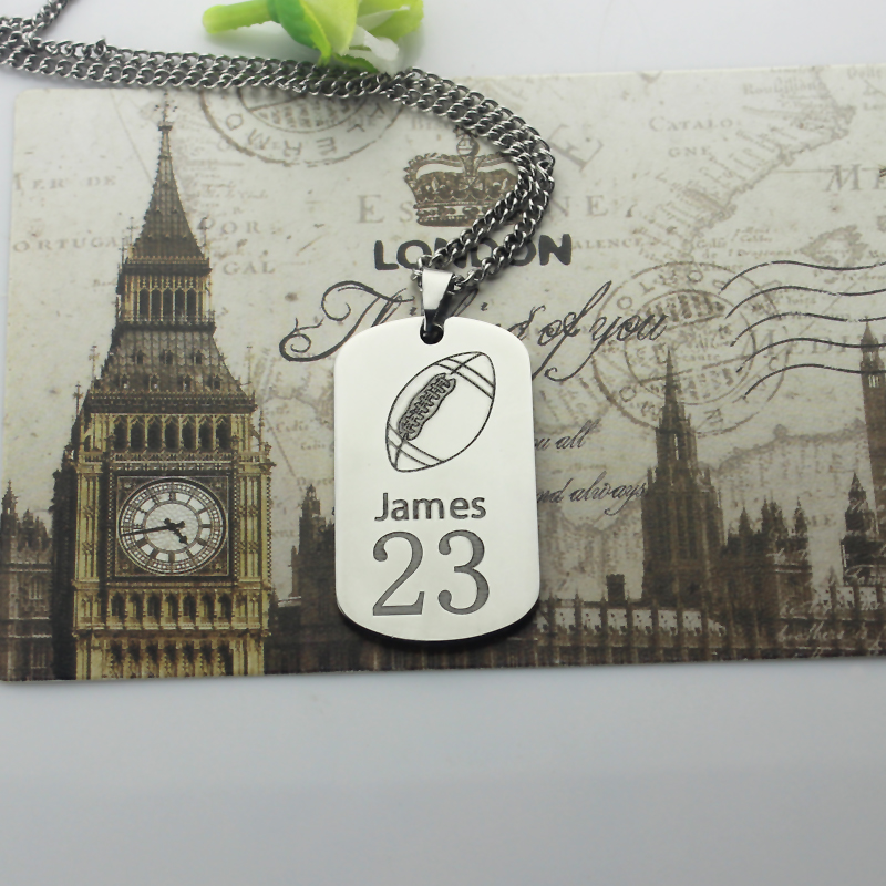 Man's Dog Tag Rugby Name Necklace - All Birthstone&trade;