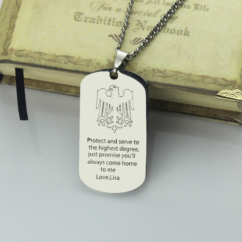 Man's Dog Tag Eagle Name Necklace - All Birthstone&trade;