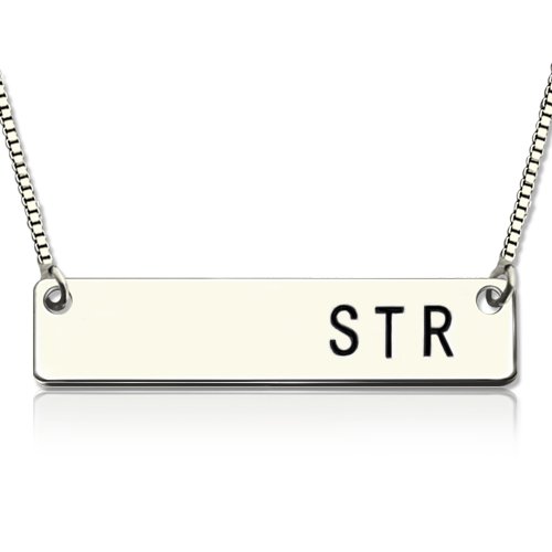 Sterling Silver Initial Bar Necklace - All Birthstone&trade;
