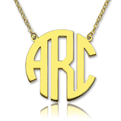 18ct Gold Plated Block Monogram Pendant Necklace - All Birthstone&trade;