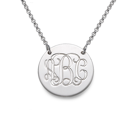 Monogram Disc Necklace in Sterling Silver - All Birthstone&trade;