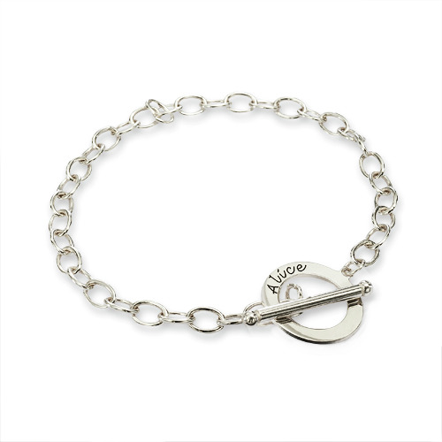 Personalised Sterling Silver T-Bar Bracelet/Anklet - All Birthstone&trade;