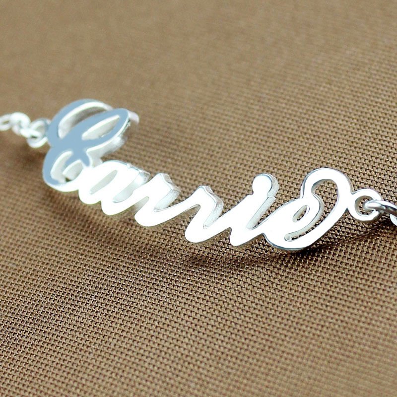 Personalised Sterling Silver Carrie Name Bracelet - All Birthstone&trade;