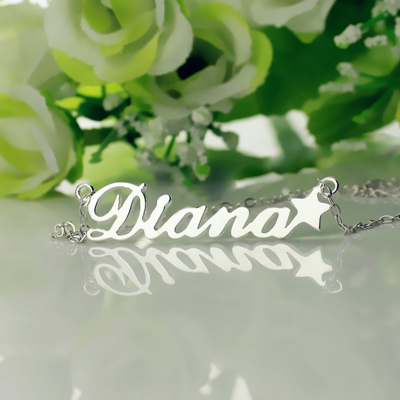 Personalised Letter Necklace Name Necklace Sterling Silver - All Birthstone&trade;
